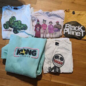 Gorrilaz lot of 4 band tee shirts and 1 hoodie